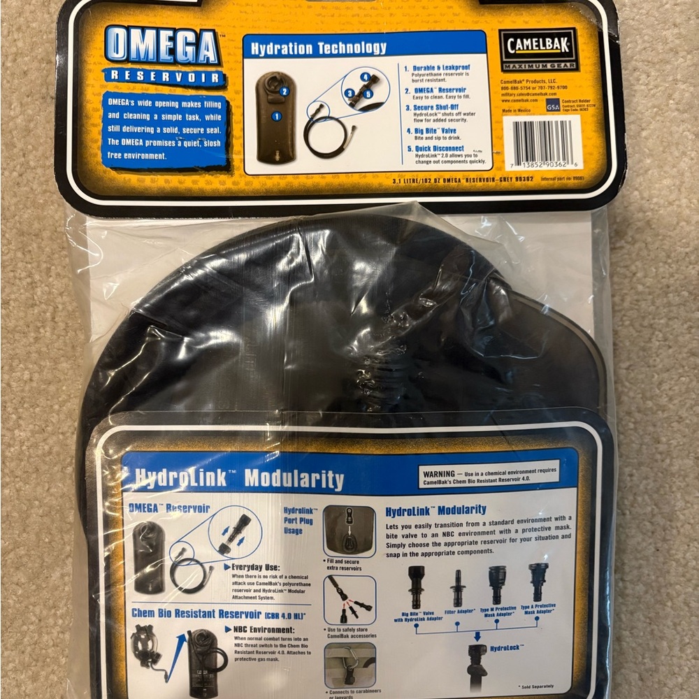 NWOT: Camelbak Omega Reservoir Hydration System with Black and Blue Accents - Picture 2 of 4